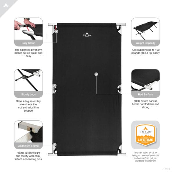 Tekadcamp Camp Cot with Pivot Arm